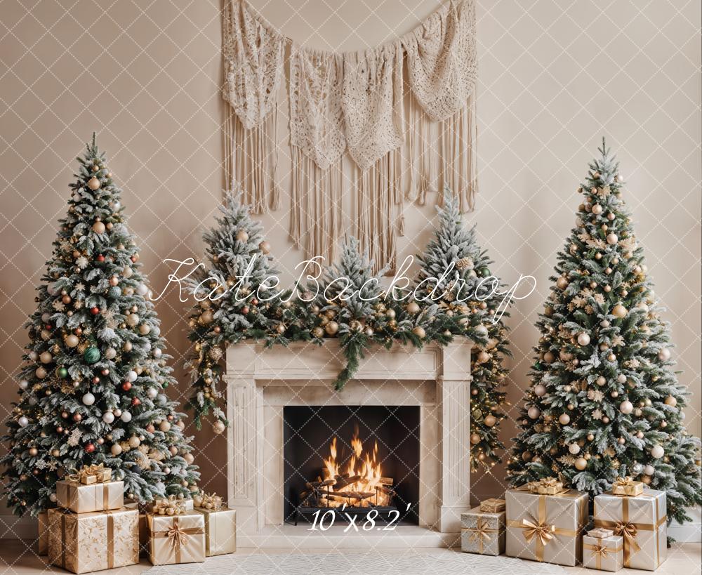 Kate Christmas Tree Fireplace Boho Backdrop Designed by Emetselch