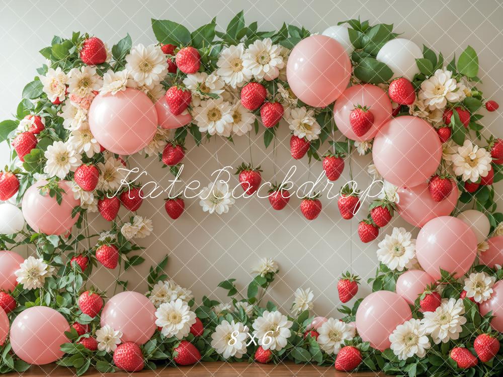 Kate Spring Strawberry Flower Balloon Arch Backdrop Designed by Emetselch