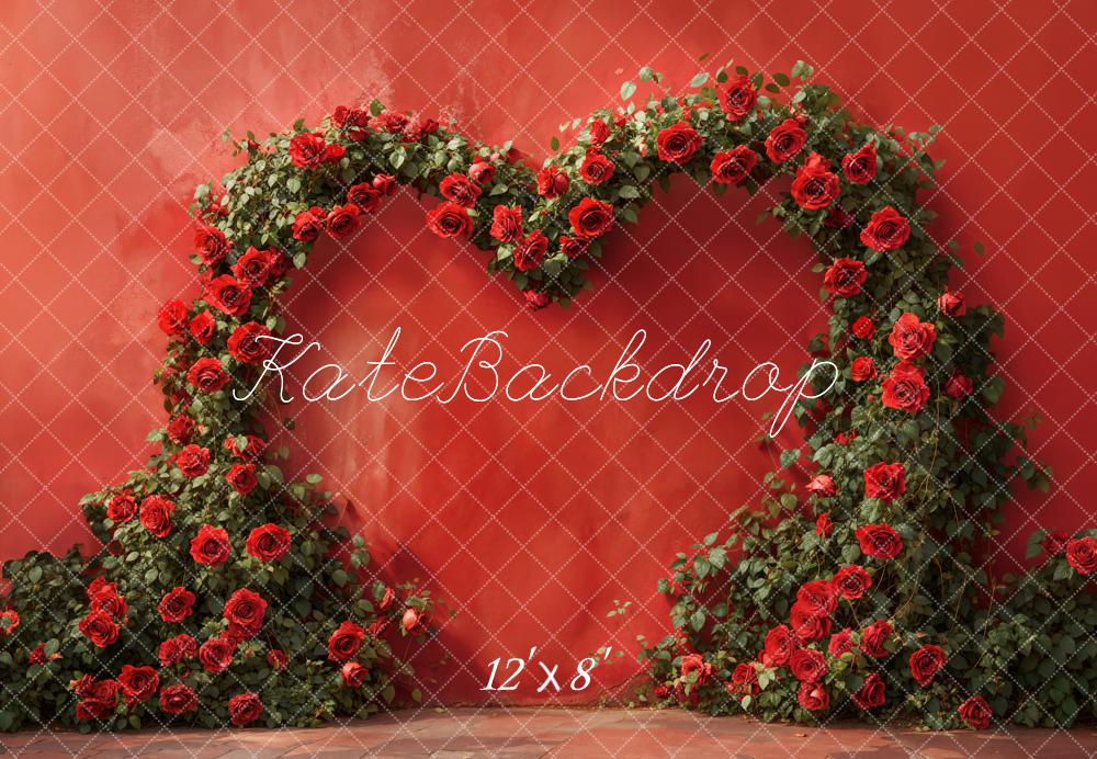 Kate Valentine Red Rose Heart Arch Backdrop Designed by Emetselch