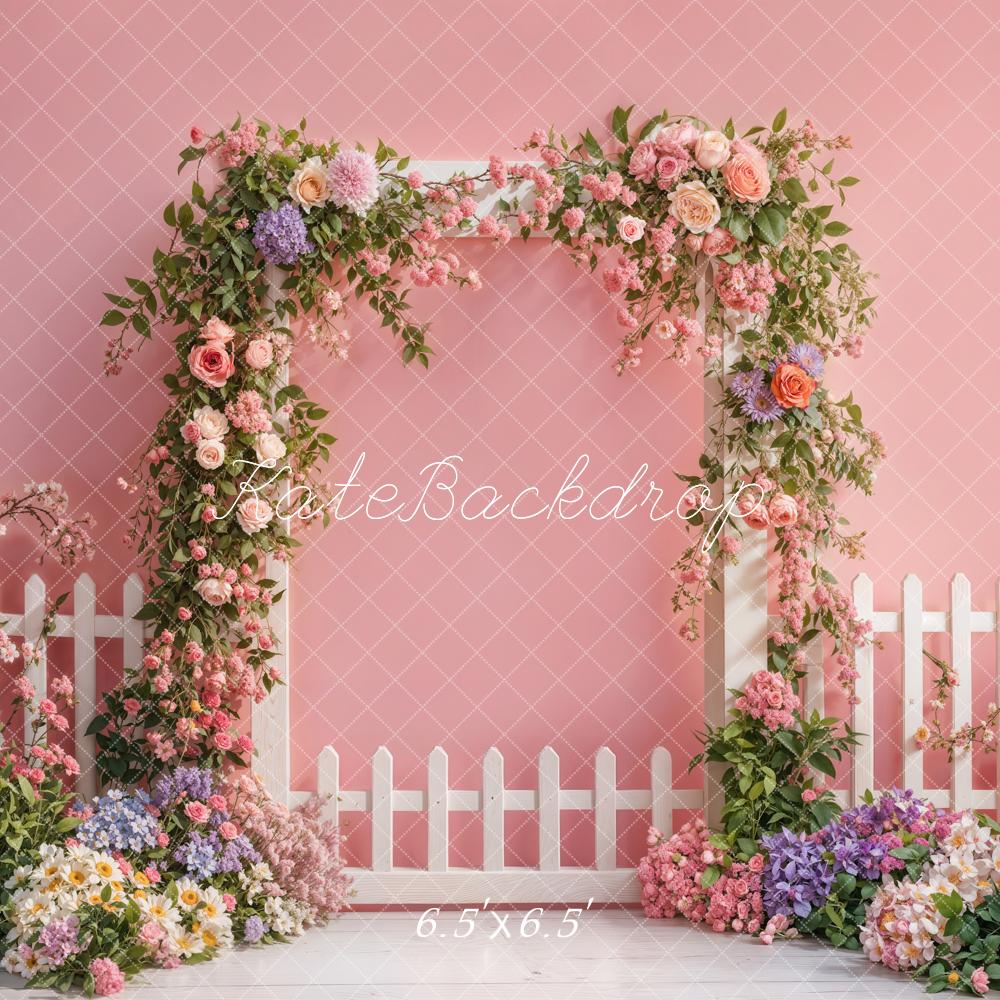 Lightning Deal #5  Kate Spring Flower Arch Fence Pink Backdrop Designed by Emetselch