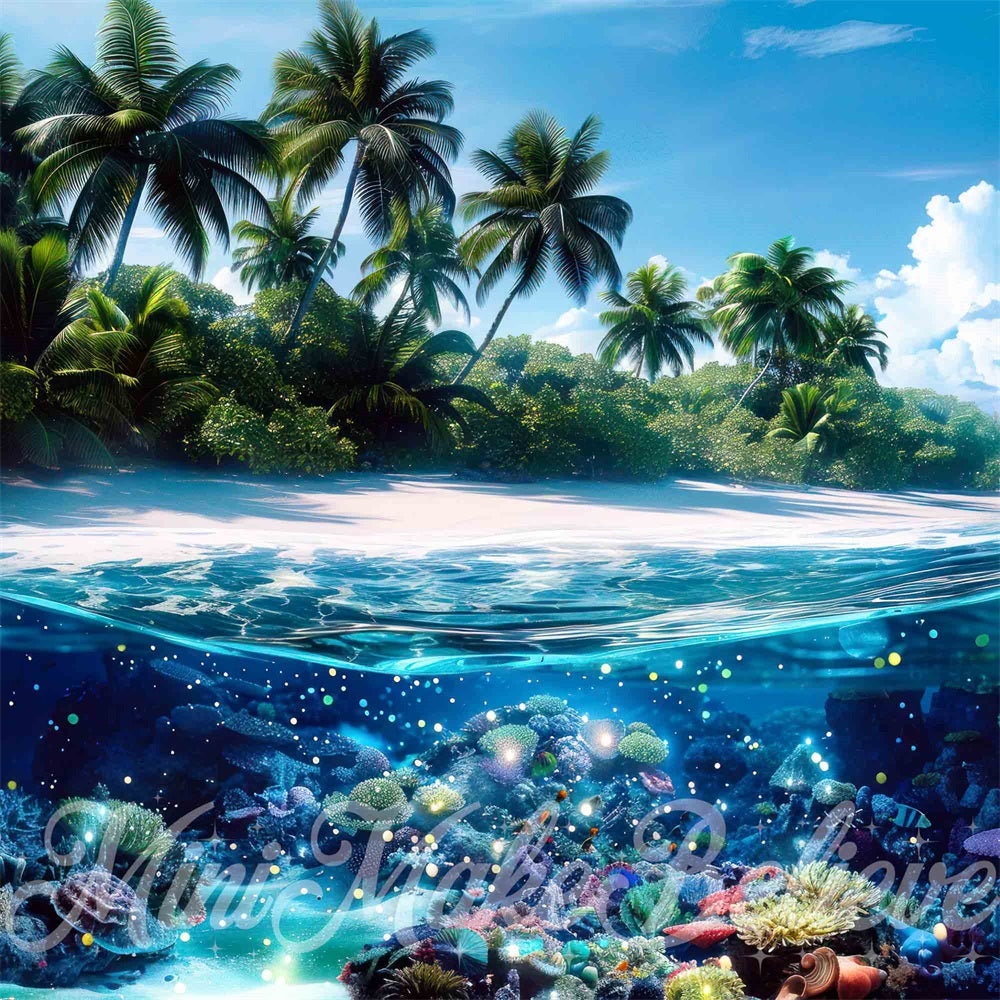 Fantasy Sea Island Colorful Underwater World Backdrop Diseñado por Mini MakeBelieve