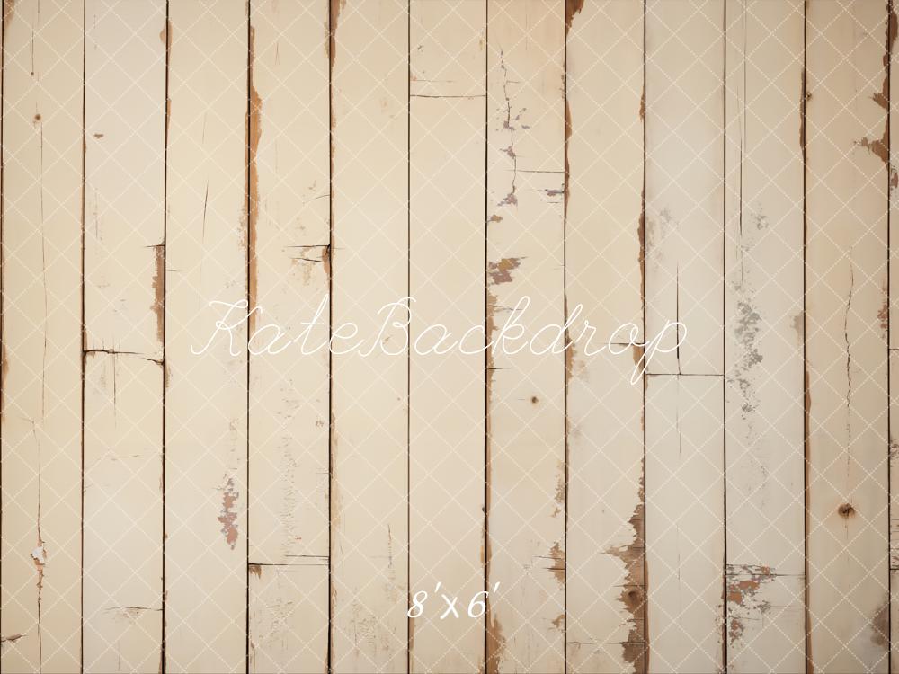 Kate Cream Shabby Wooden Grain Floor Backdrop Designed by Kate Image