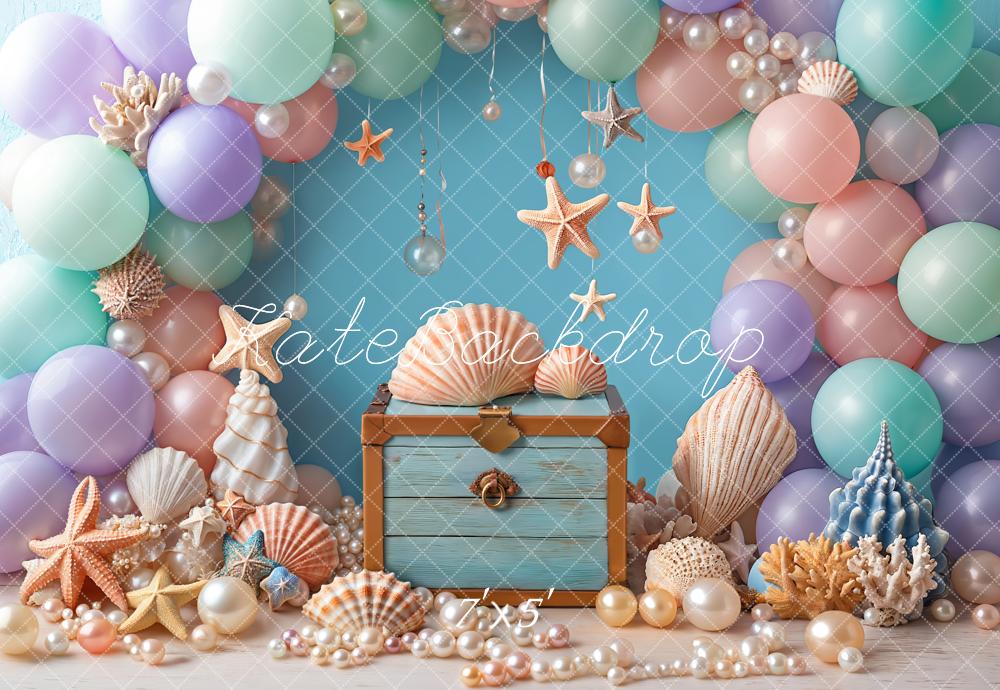 Kate Cake Smash Sea Colorful Balloons Backdrop Designed by Emetselch