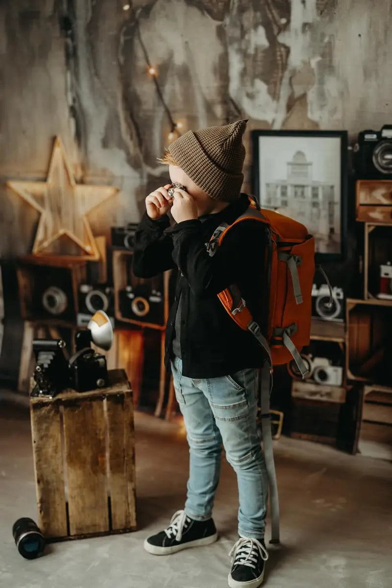 Kate Vintage Camera Len Sparkling Star Brown Gradient Wall Backdrop Designed by Patty Robert