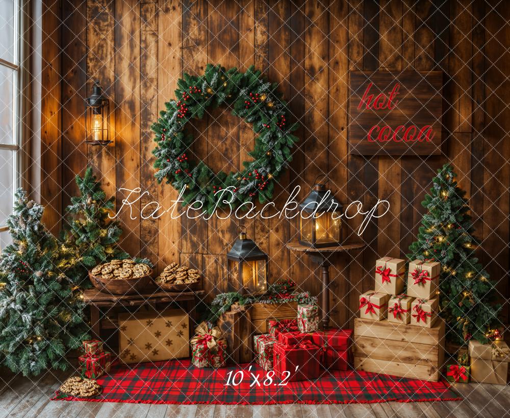 Kate Christmas Indoor Hot Cocoa Cookies Wreath Backdrop Designed by Emetselch