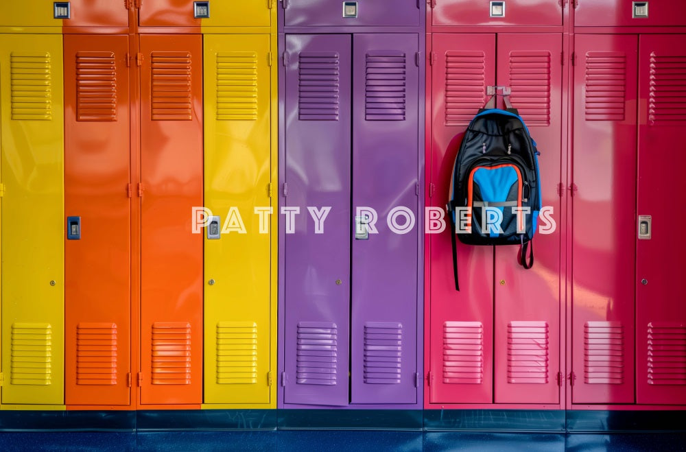 Kate Back to School Retro Colorful Locker Backdrop Designed by Patty Robert