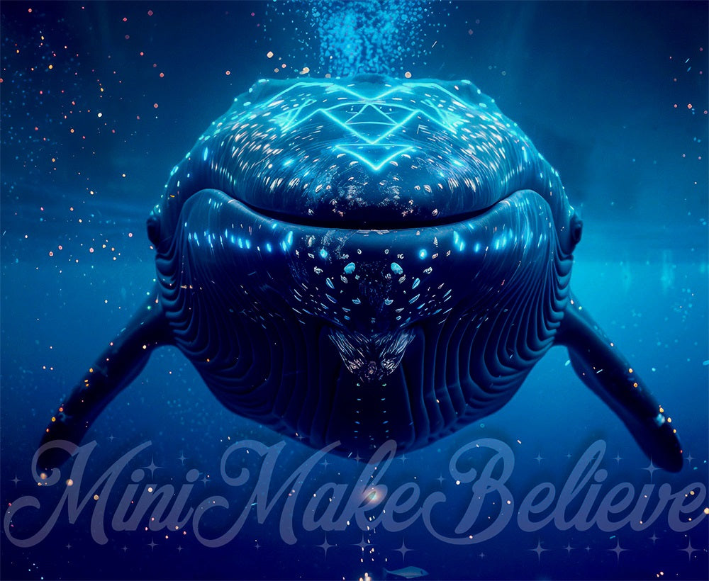 Dark Blue Sea Underwater Whale Foto Achtergrond Designed by Mini MakeBelieve