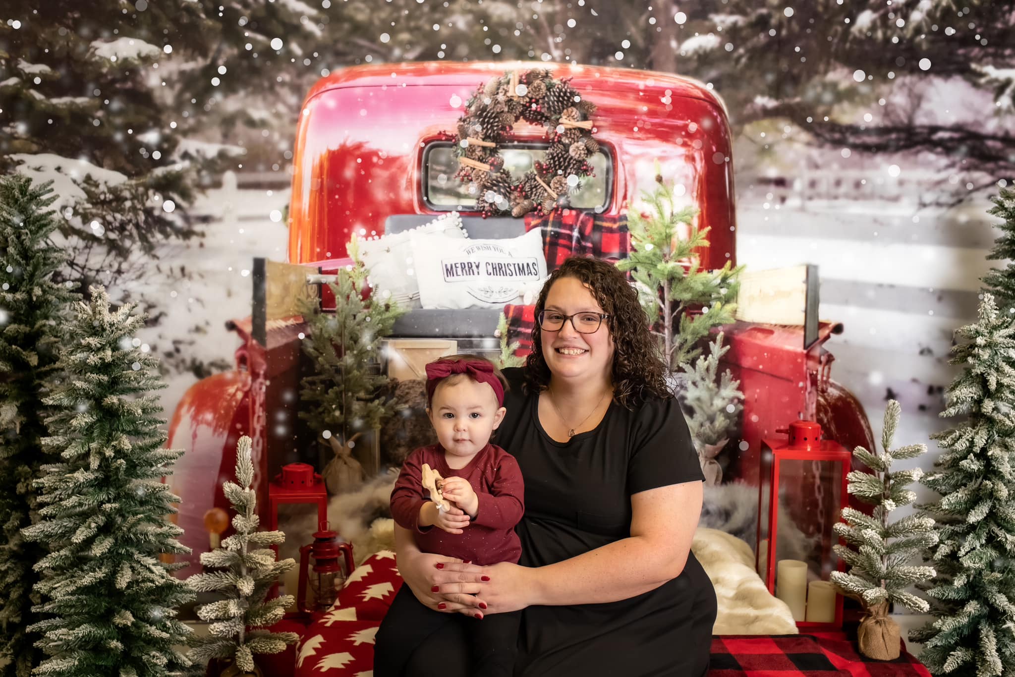 Kate Red and Green Christmas Kitchen Backdrop Designed by Mandy Ringe