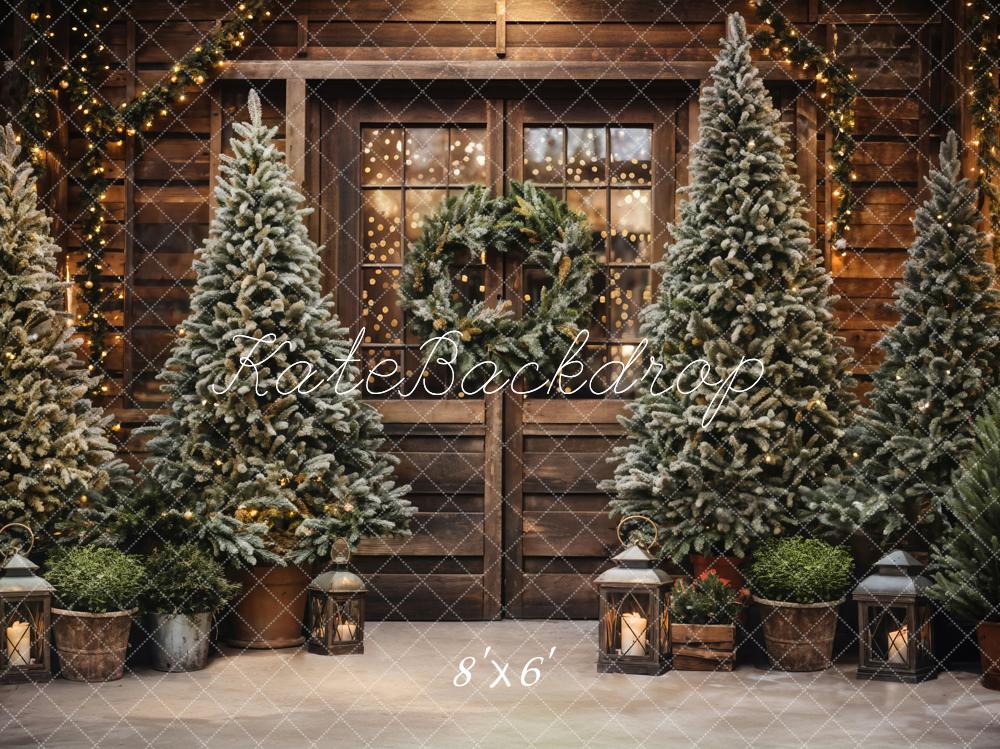 Kate Christmas Tree Outdoor Brown Wooden Barn Backdrop Designed by Emetselch