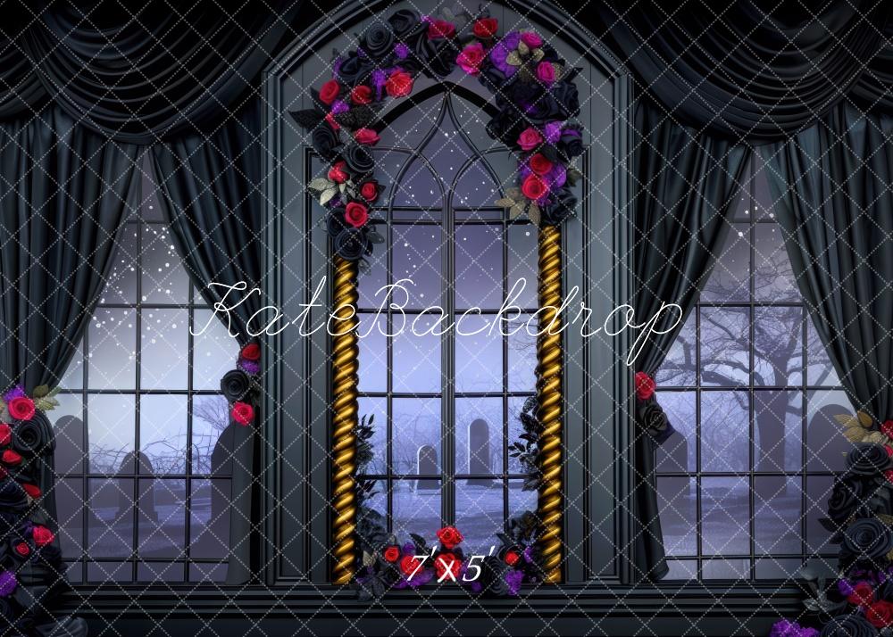 Kate Halloween Skeleton Room Arch Window Backdrop Designed by Mini MakeBelieve