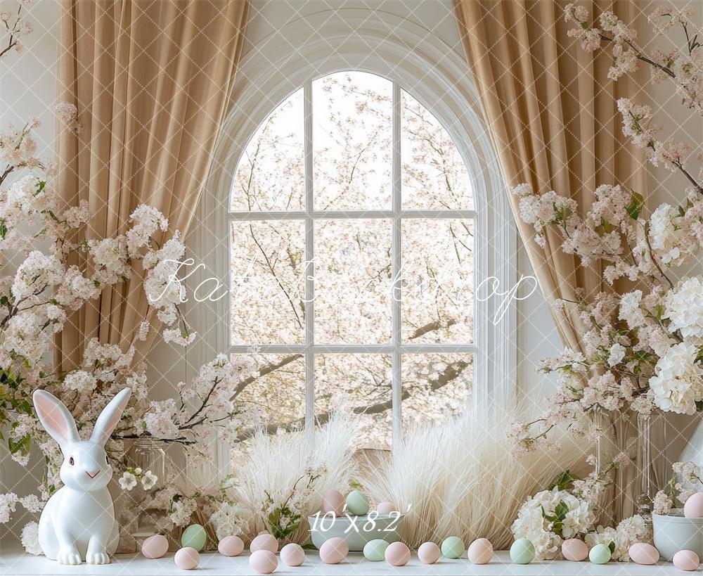 Kate Easter Bunny Floral Arched Window Backdrop Designed by Mini MakeBelieve