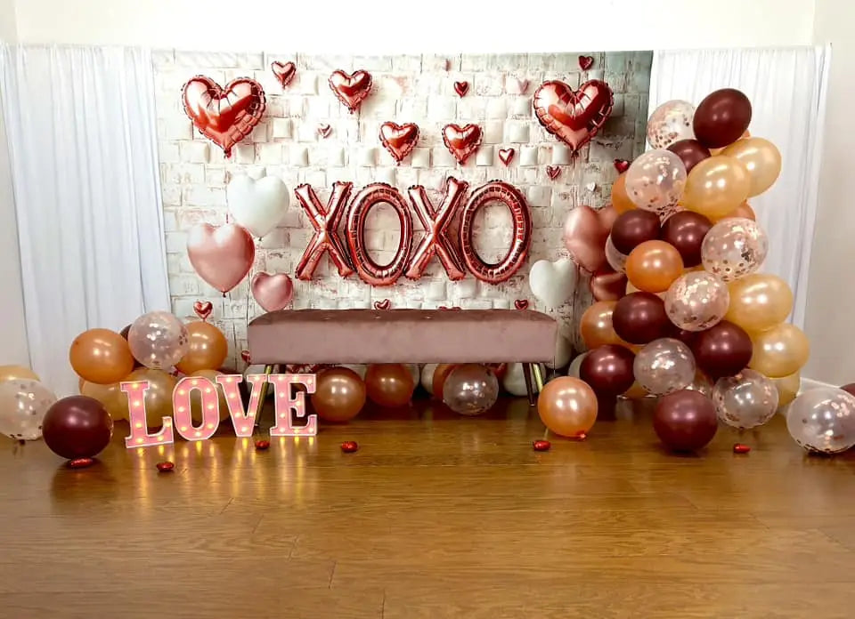 Kate Valentine's Day Pink Heart Balloon Backdrop Designed by Emetselch