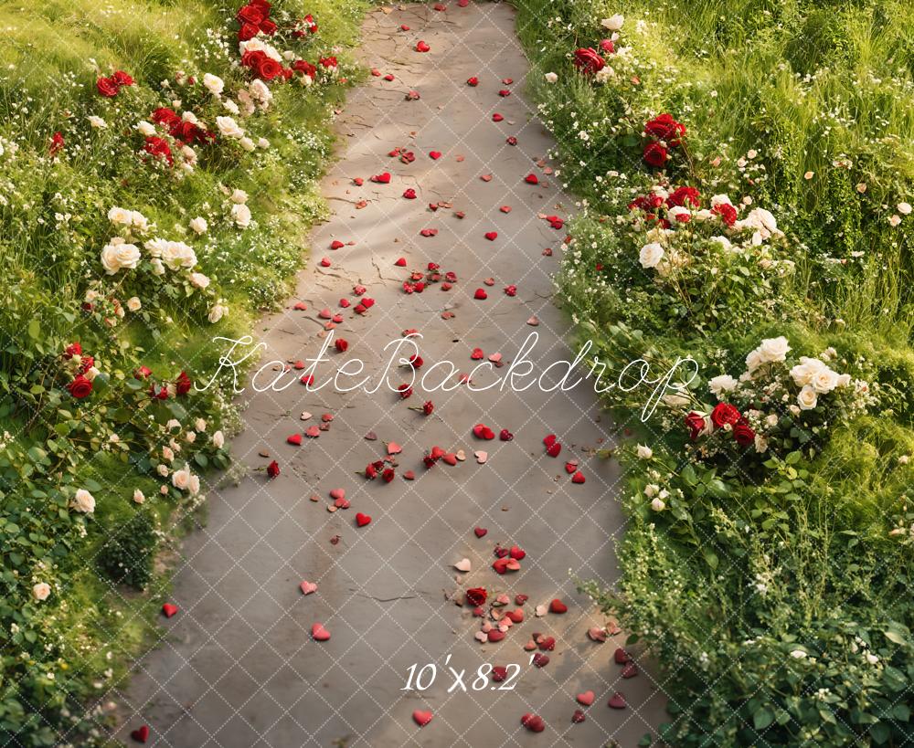 Lightning Deal #1 Kate Romantic Rose Garden Path Floor Backdrop Designed by Emetselch