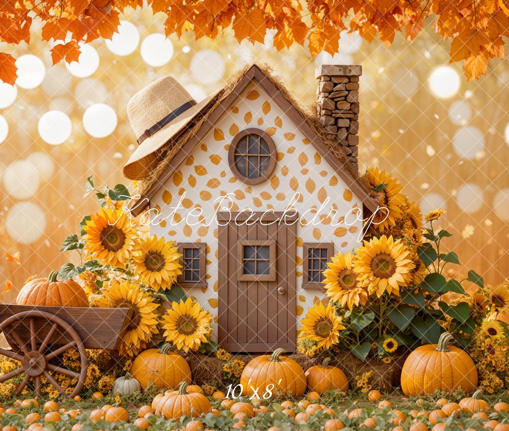 Kate Fall Sunflower Pumpkin House Backdrop Designed by Emetselch