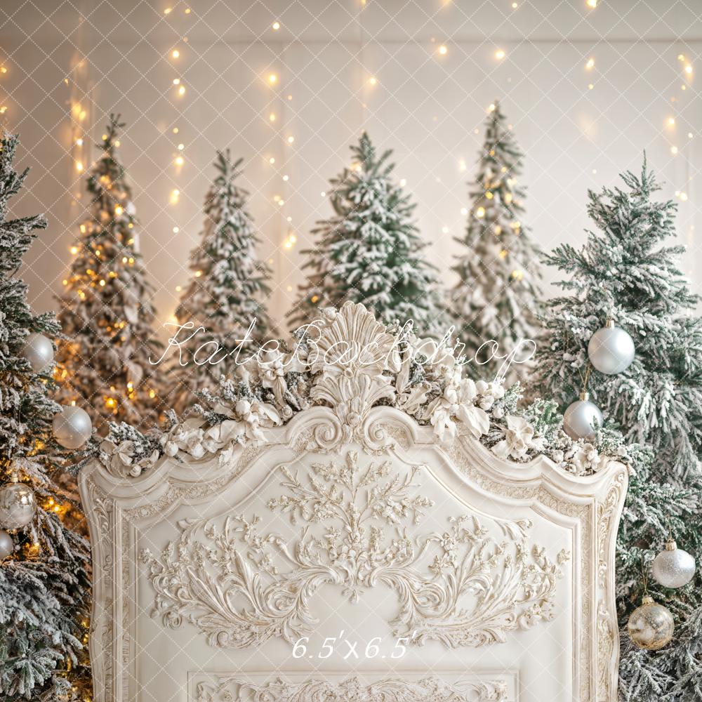 Kate Christmas Snowy Trees Headboard Backdrop Designed by Emetselch