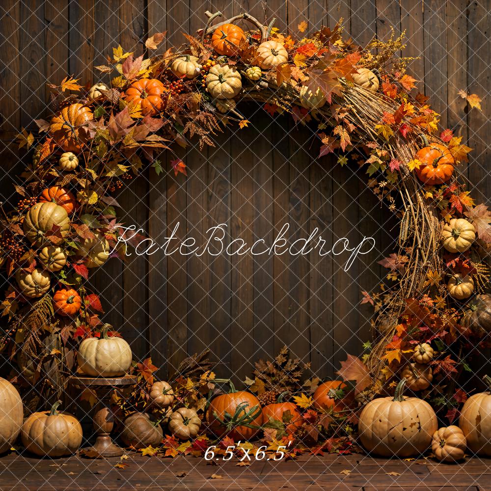 Fall Maple Leaf Wreath Wood Wall Foto Achtergrond Designed by Emetselch