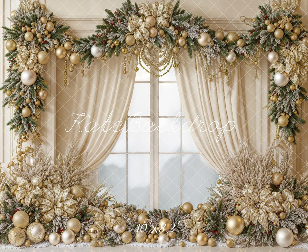 Kerst Elegant Gouden Kruideniers Foto Achtergrond Designed by Emetselch