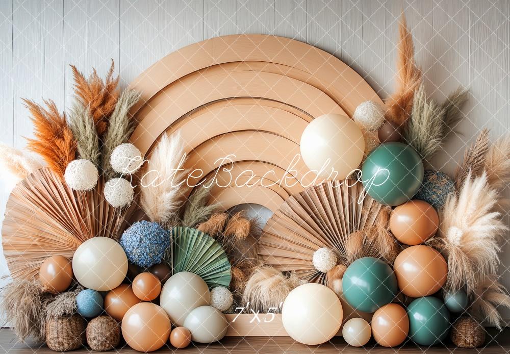 Boho Houten Ballonboog Foto Achtergrond Designed by Patty Roberts