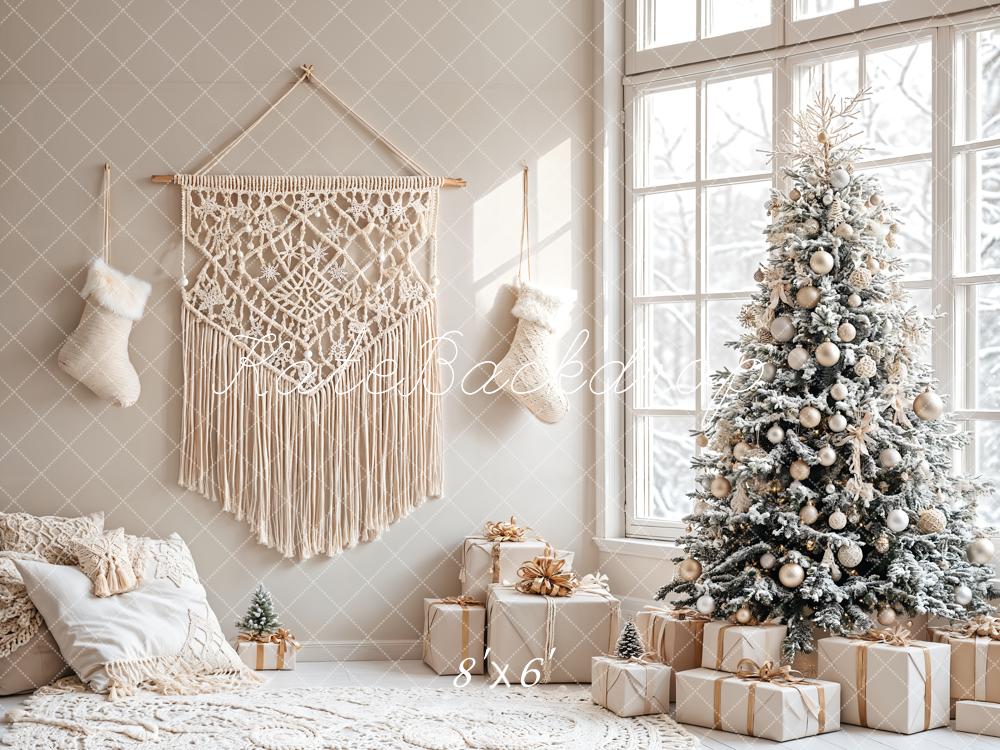 Christmas Tree Boho Woonkamer Foto Achtergrond Designed by Emetselch