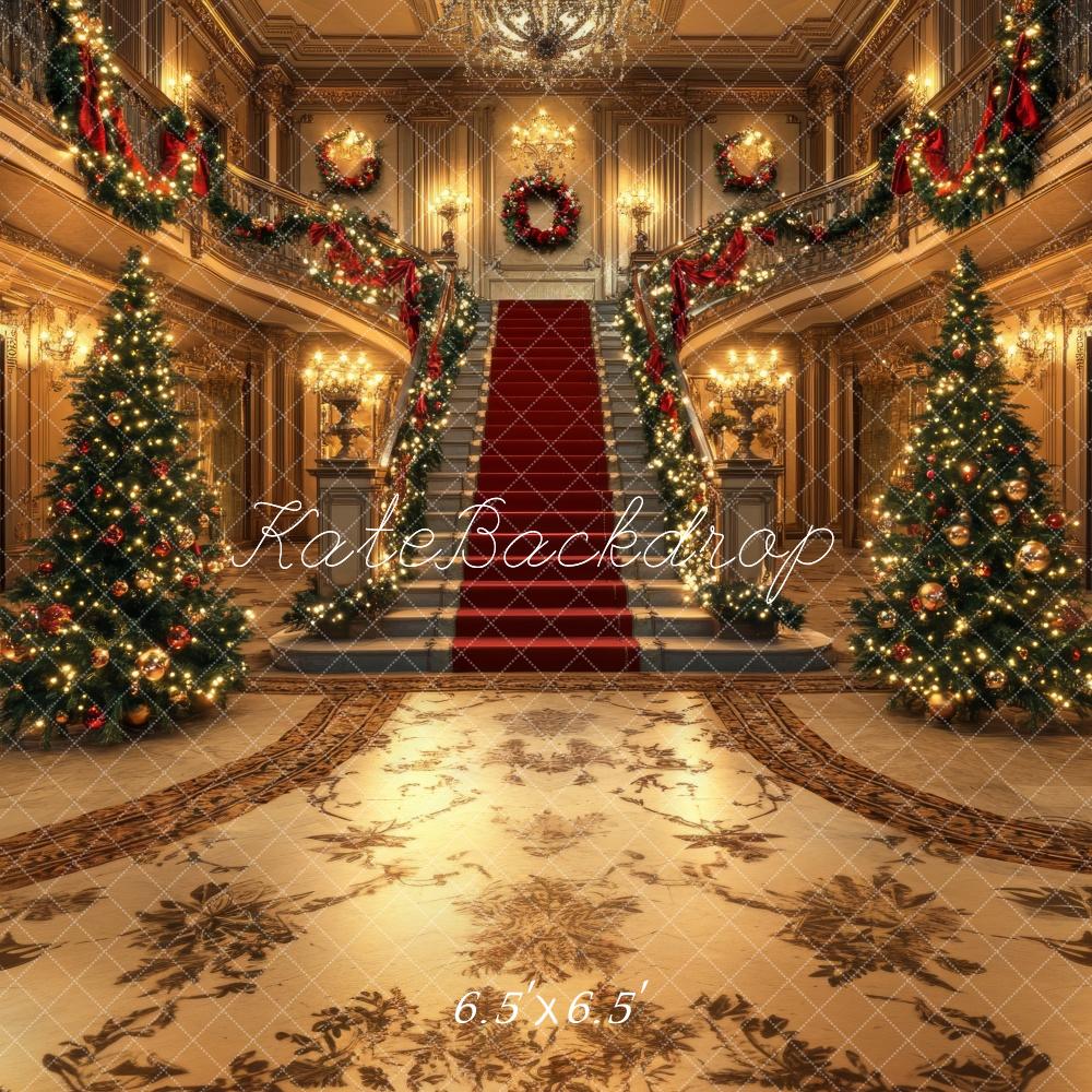 Kate Christmas Tree Cascading Stairs Retro Backdrop Designed by Lidia Redekopp