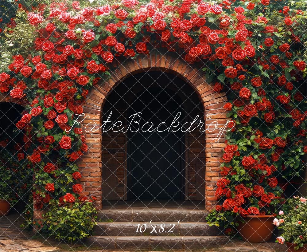 Kate Valentine Rose Arch Brick Wall Backdrop Designed by Mini MakeBelieve