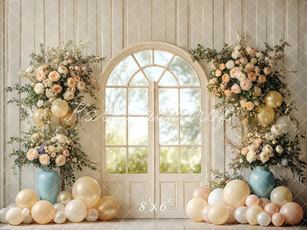 Kate Wedding Floral Arched Window Balloons Backdrop Designed by Emetselch