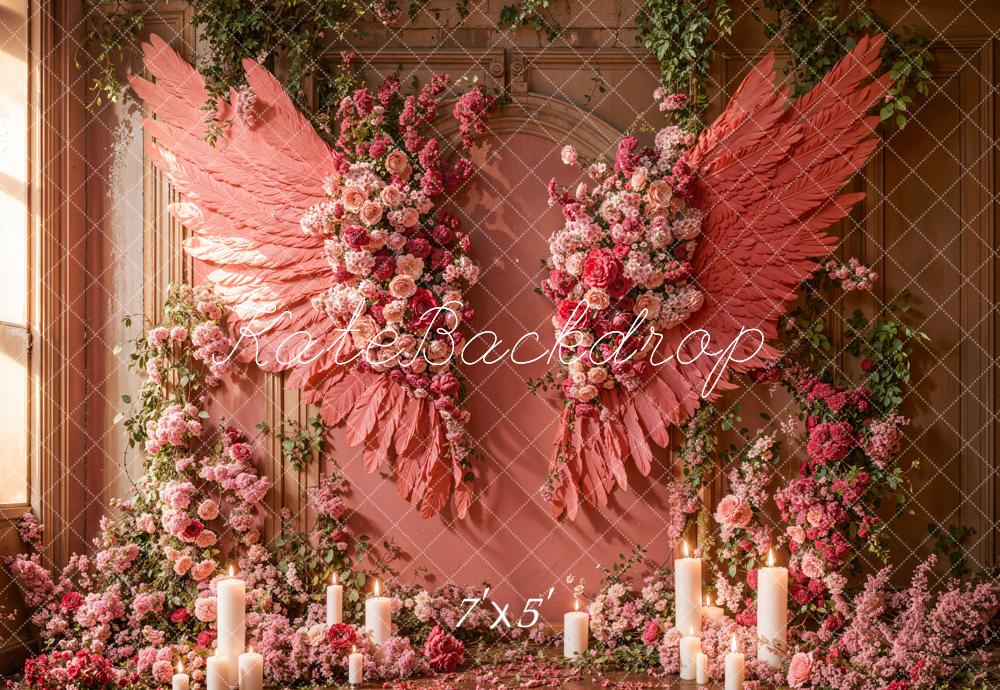 Kate Mother's Day Pink Floral Wings Backdrop Designed by Emetselch