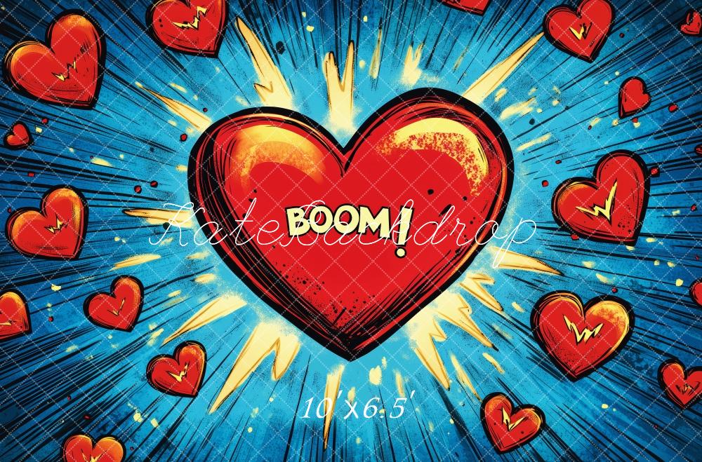 Kate Valentine Comic Heart Explosion Backdrop Designed by Patty Roberts