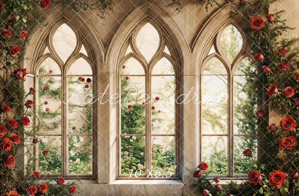 Kate Valentine Gothic Window Rose Backdrop Designed by Emetselch