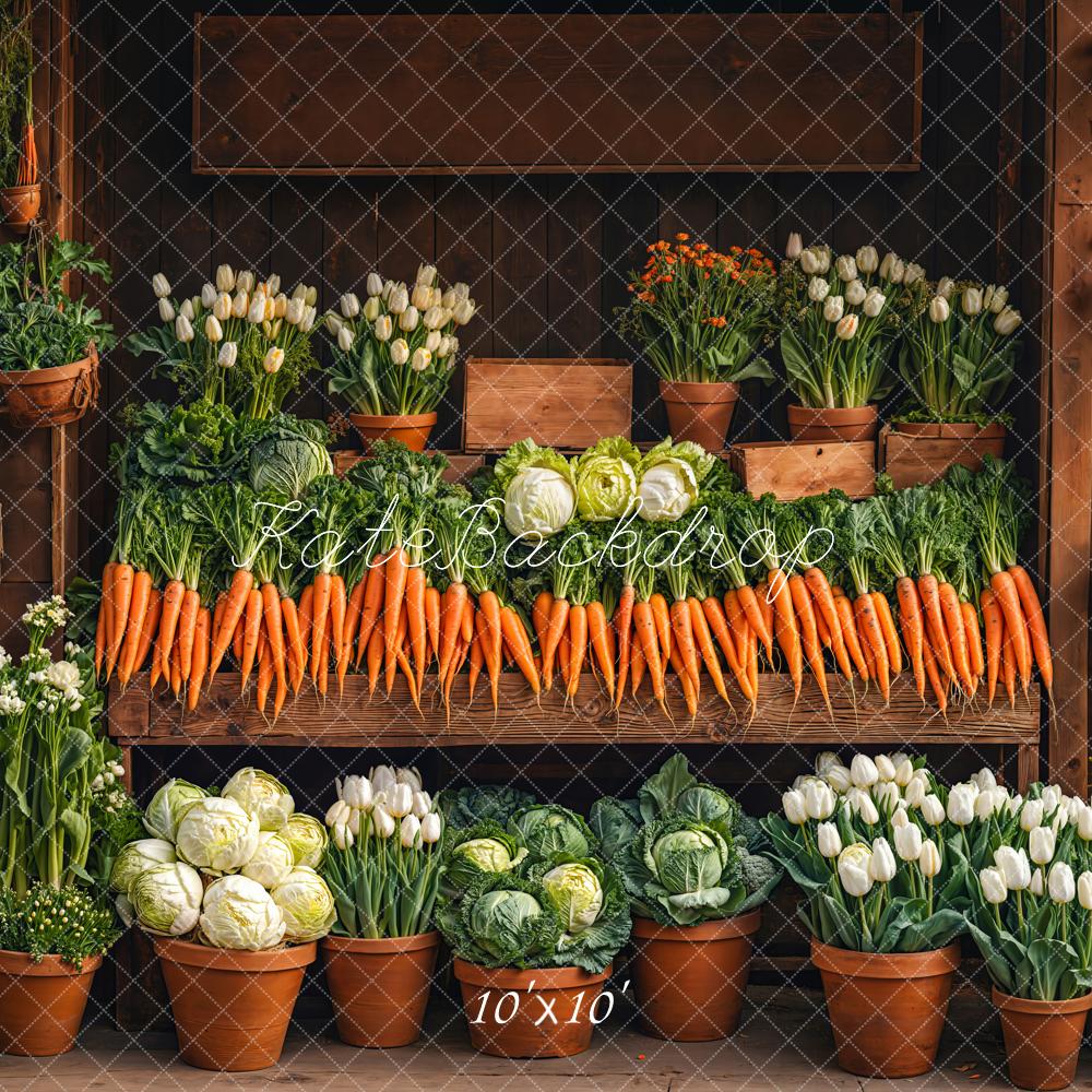 Kate Easter Market Carrots Flowers Backdrop Designed by Emetselch