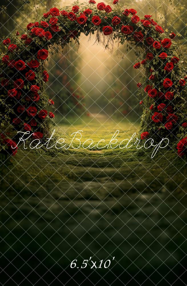 Kate Valentine Flower Arch Red Rose Backdrop Designed by Emetselch