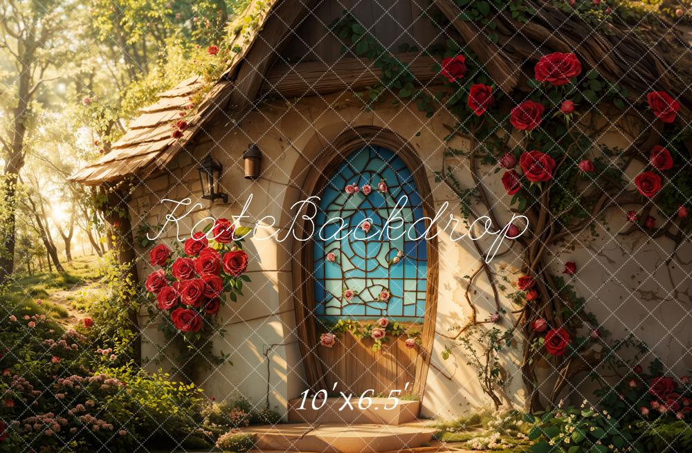 Kate Valentine Fairy Cottage Roses Backdrop Designed by Emetselch