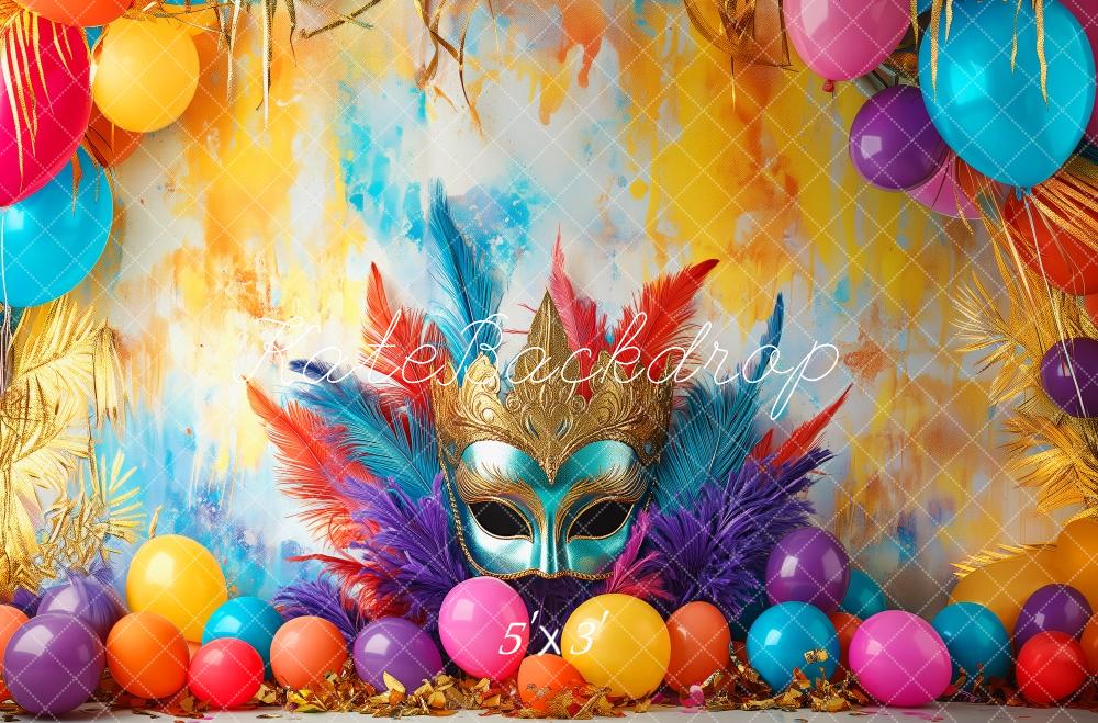 Kate Mardi Gras Carnival Mask Balloons Backdrop Designed by Patty Roberts