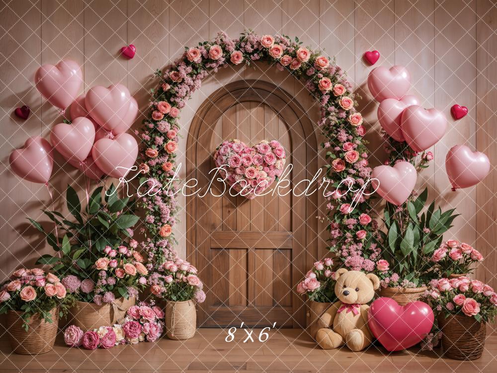 Kate Valentine Floral Arch Pink Balloons Backdrop Designed by Emetselch