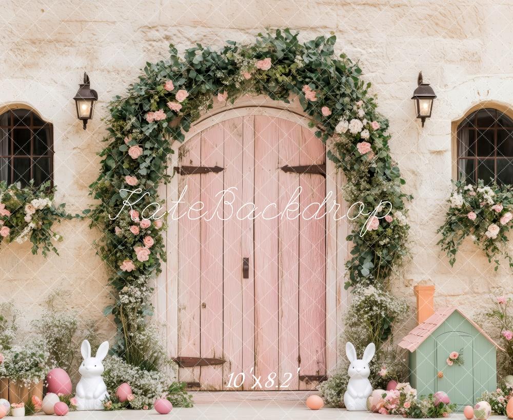 Kate Easter Bunny Floral Arch Pink Backdrop Designed by Patty Roberts