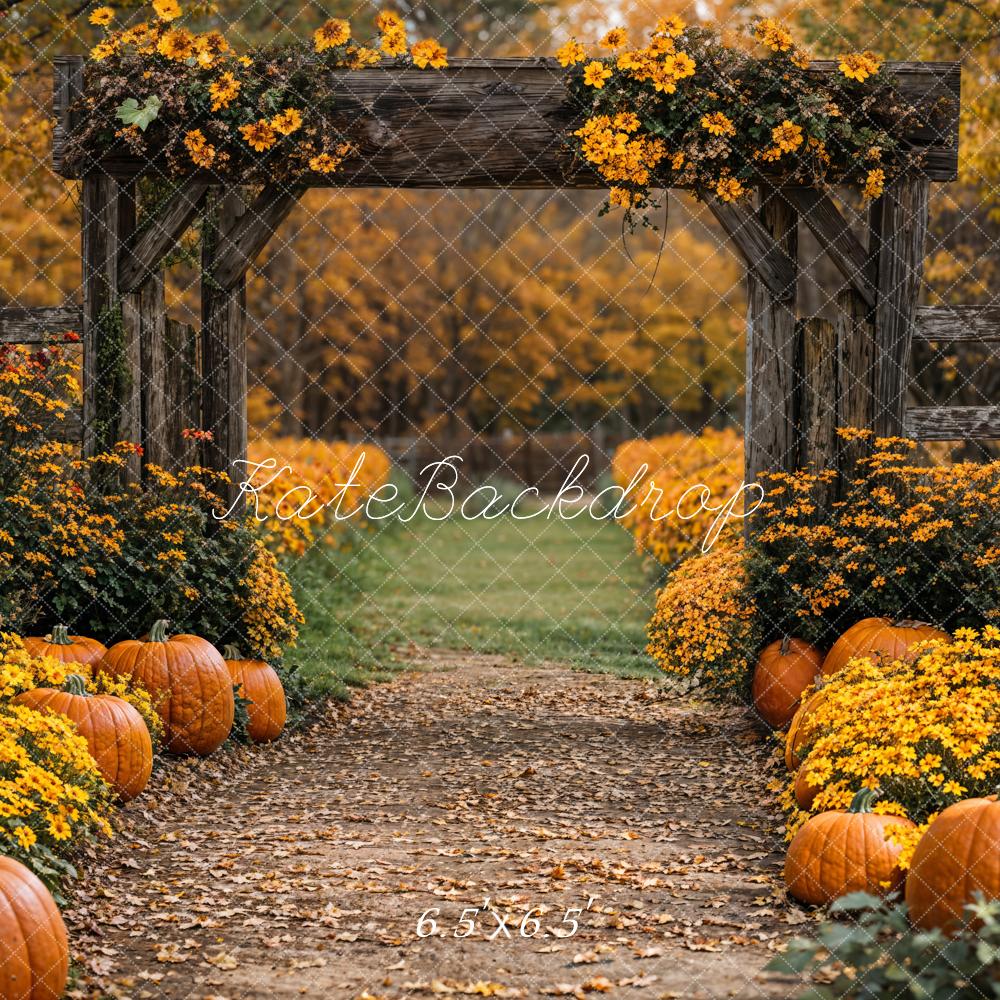 Arco di Fiori di Zucca Autunnale Sfondo Designed by Emetselch