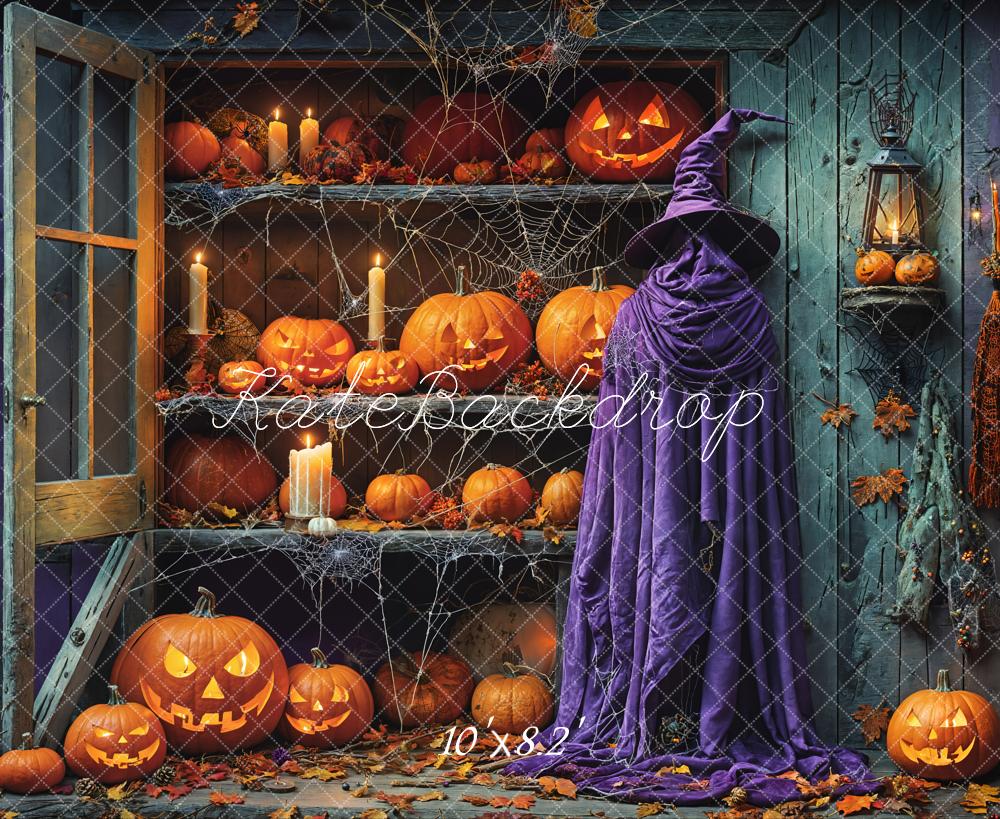 Kate Halloween Shabby Pumpkin Store Backdrop Designed by Emetselch