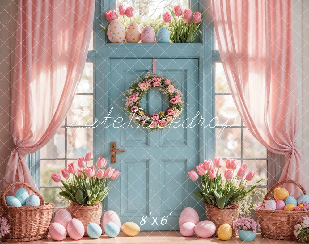 Kate Easter Tulips Eggs Door Pink Backdrop Designed by Emetselch