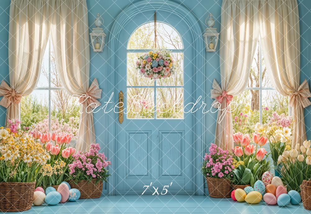 Kate Easter Spring Floral Door Blue Backdrop Designed by Emetselch