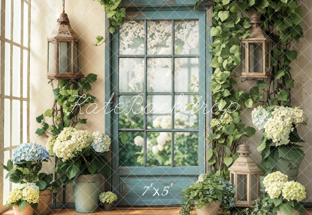 Kate Spring Floral Window Door Hydrangeas Backdrop Designed by Emetselch