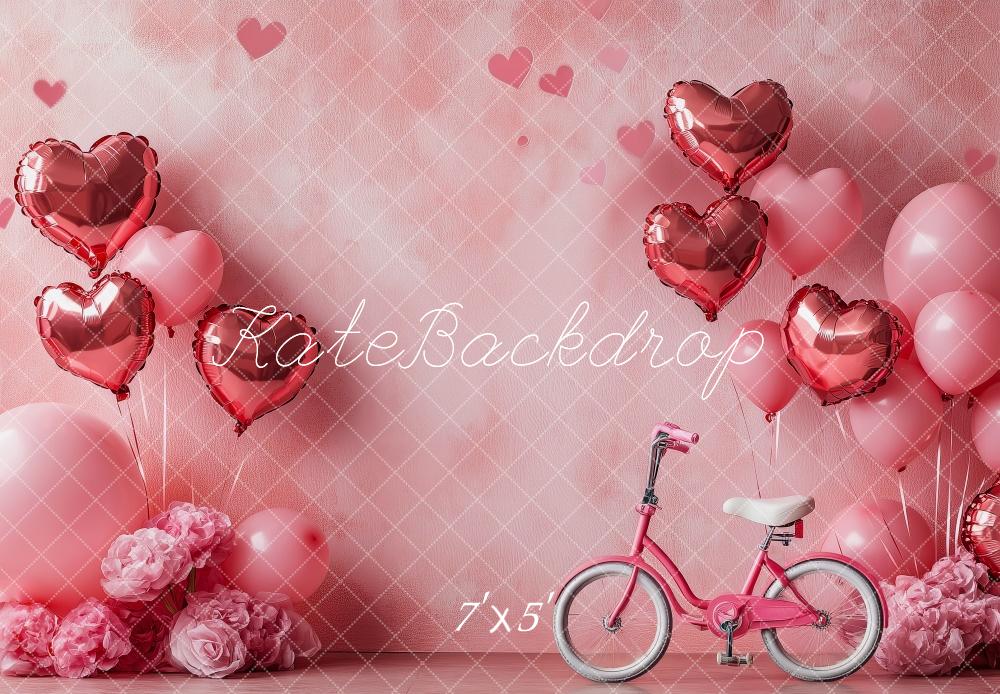 Kate Valentine's  Pink Heart Balloons Bicycle Backdrop Designed by Patty Roberts