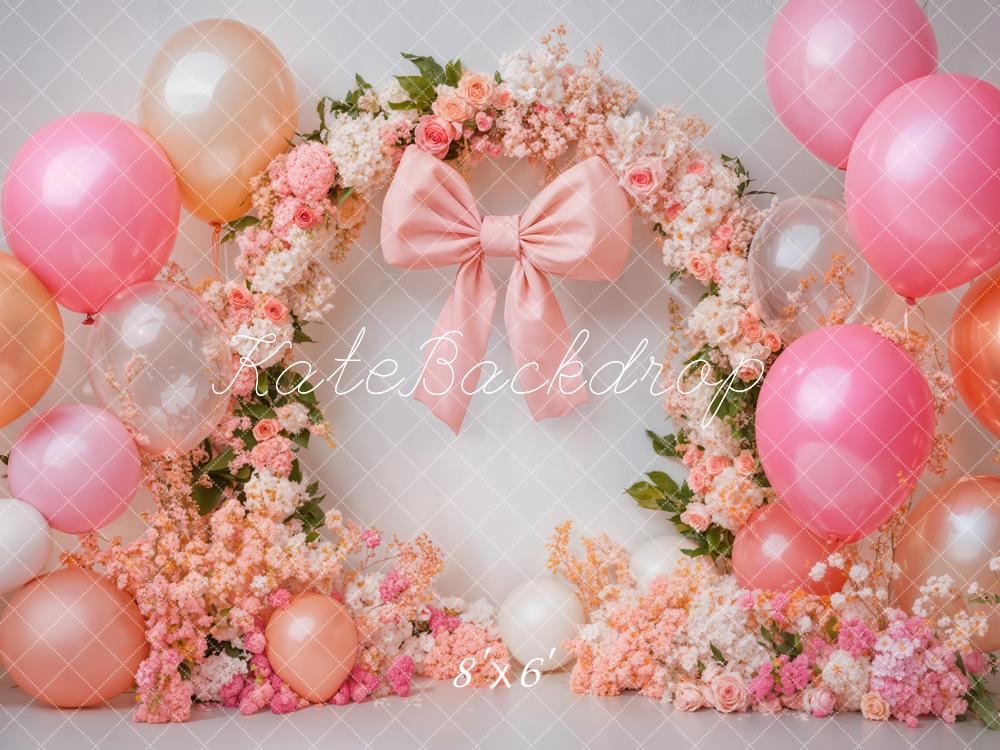 Kate Cake Smash Floral Arch Pink Balloon Backdrop Designed by Emetselch