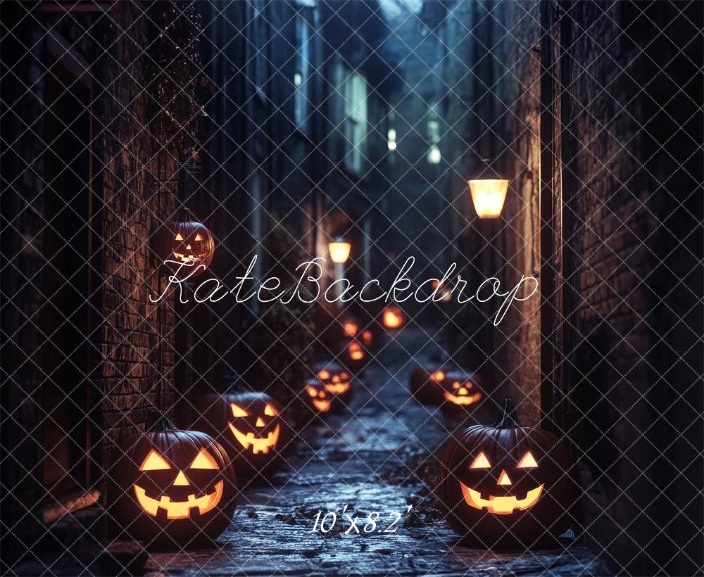 Kate Halloween Pumpkin Alley Lights Backdrop Designed by Lidia Redekopp