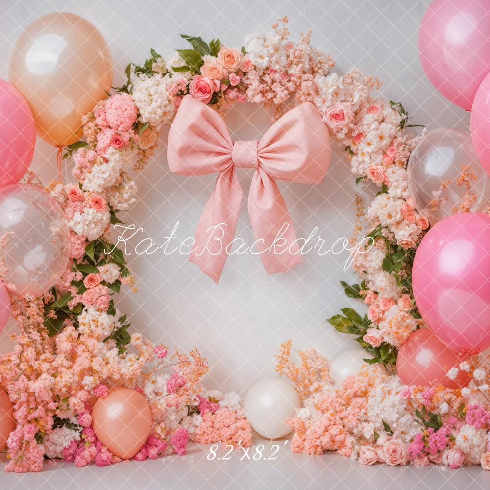 Kate Cake Smash Floral Arch Pink Balloon Backdrop Designed by Emetselch