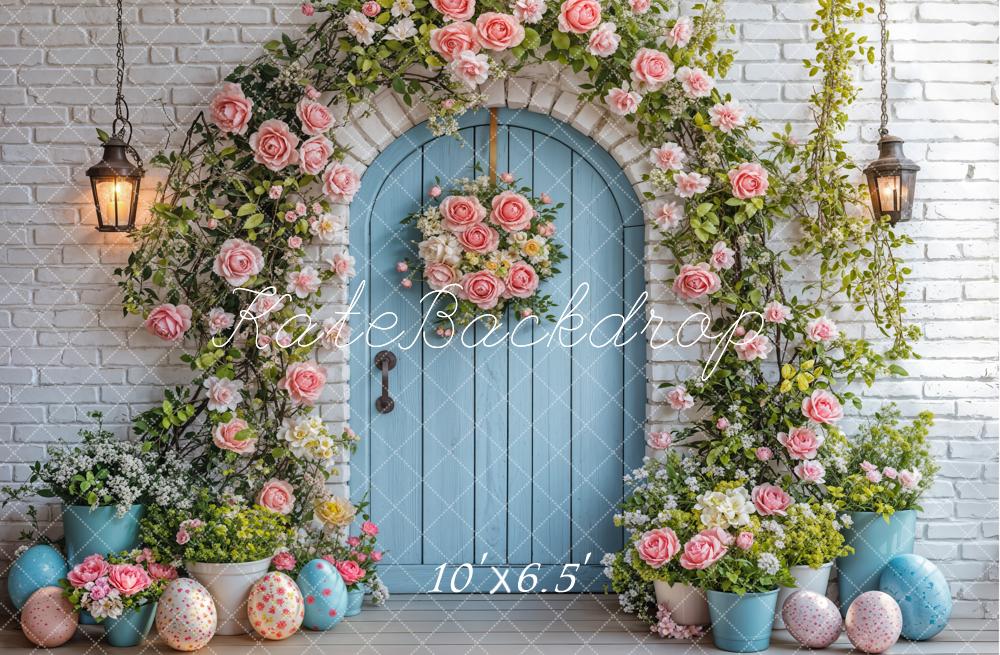 Kate Easter Flower Arch Blue Door Backdrop Designed by Emetselch