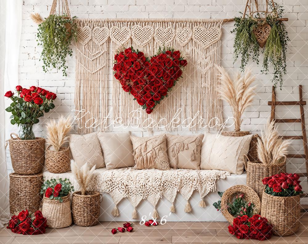 Kate Valentine Boho Heart Roses Sofa Backdrop Designed by Emetselch