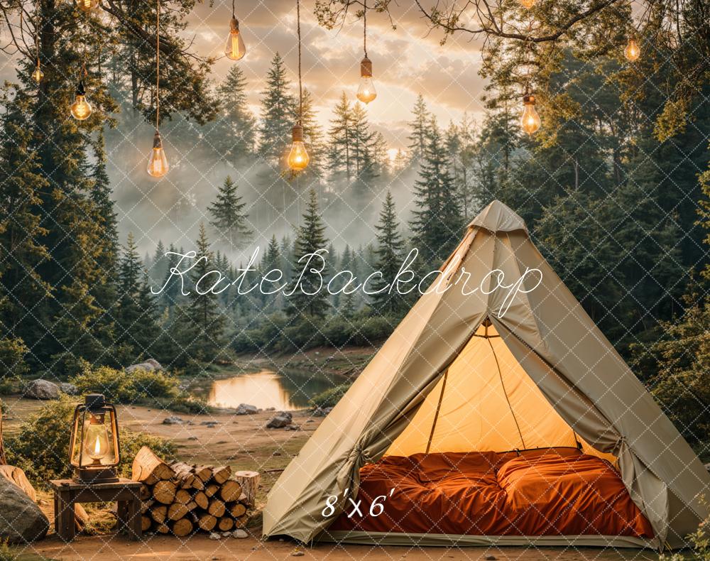 Kate Camping Forest Tent Lights Backdrop Designed by Emetselch