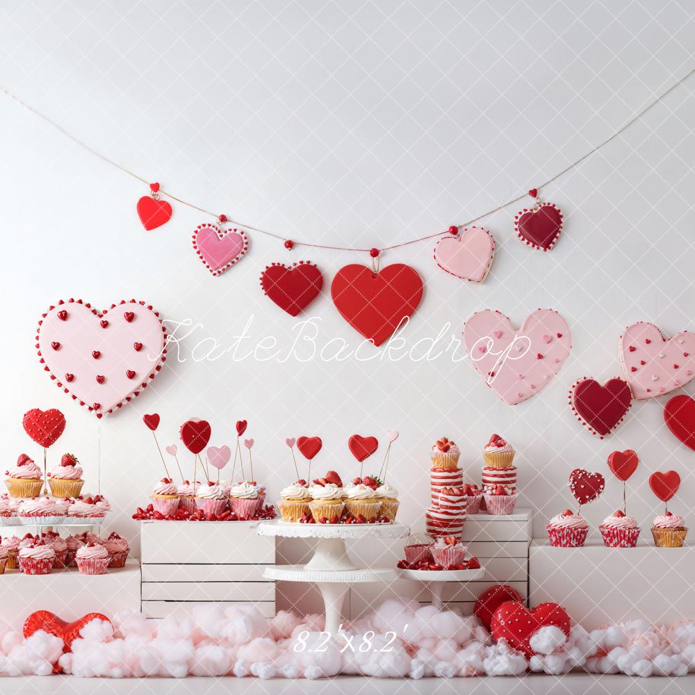 Fondo de cupcake de postre en forma de corazón Valentine's diseñado por Emetselch