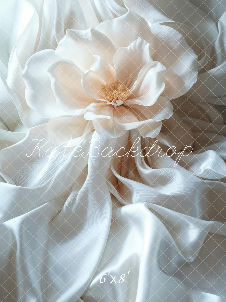 Kate Elegant Floral Silk White Backdrop Designed by Emetselch