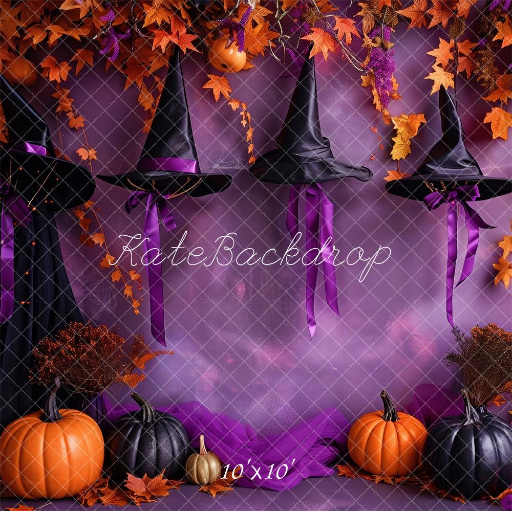 Kate Halloween Witchy Hat Purple Wall Backdrop Designed by Patty Robert